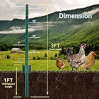 Vista 4 de Poste de valla de 3 pies – 10 paquetes, postes de metal resistente en U, con recubrimiento en polvo para un uso duradero, perfecto para sostener