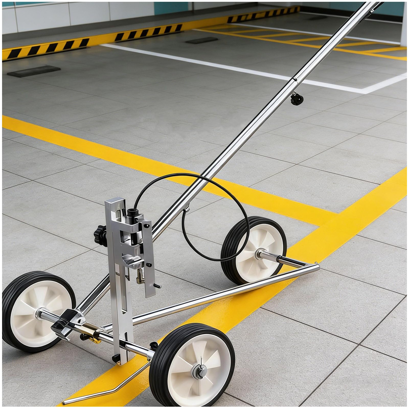 GTHTUHFD Hand Push Cold Spray Paint Line Striping Machine For Pavement, Grass Runways - Efficient Wheel Transfer Marking Tool