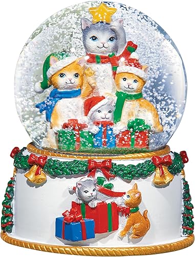 Collections Etc Globo de nieve navideño para gatos con música de cuerda