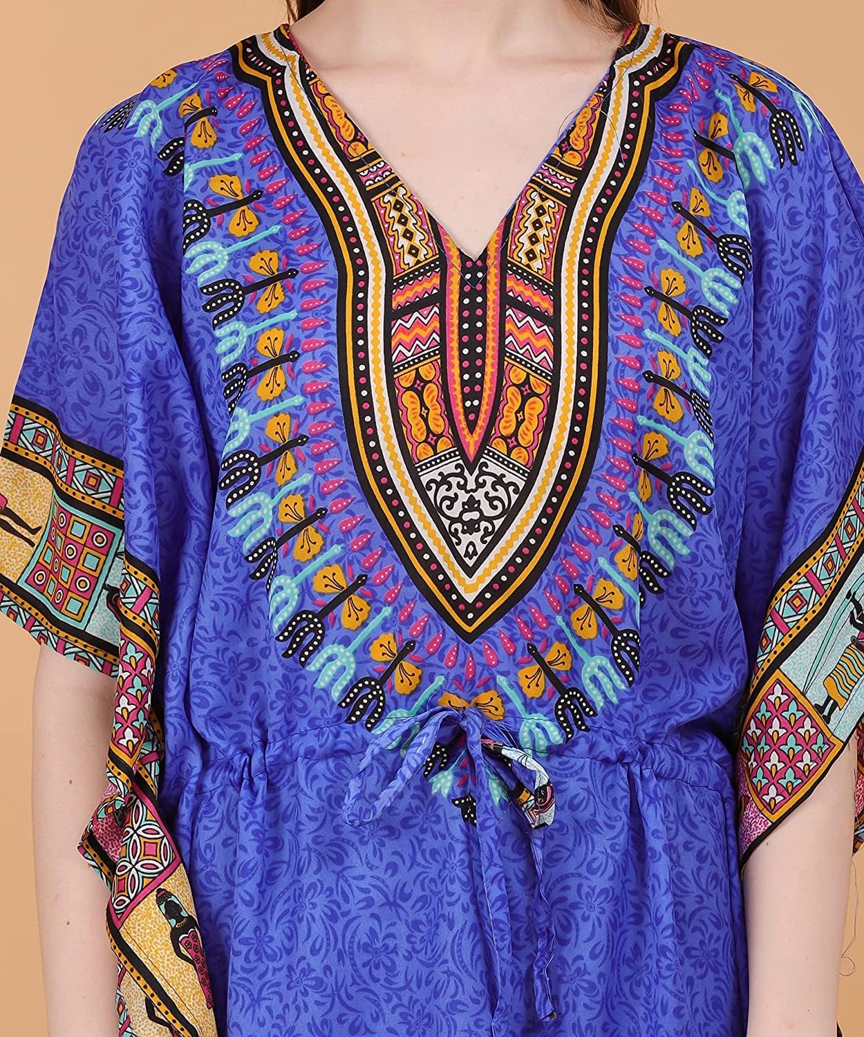 African Print Women Kaftan Dress Tunic Long Maxi Plus Size Polyester Print Caftan Gown Beach Party Casual Kimono Nightdress - Image 3