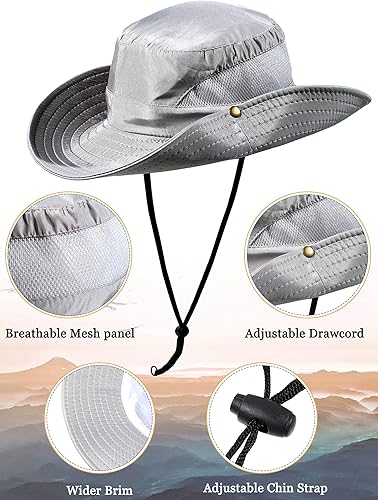 Miniatura 2 de Sombrero de sol Boonie transpirable con protección solar UPF 50+ para hombres y mujeres, sombrero de pesca, gorra de safari, sombreros de cubo de
