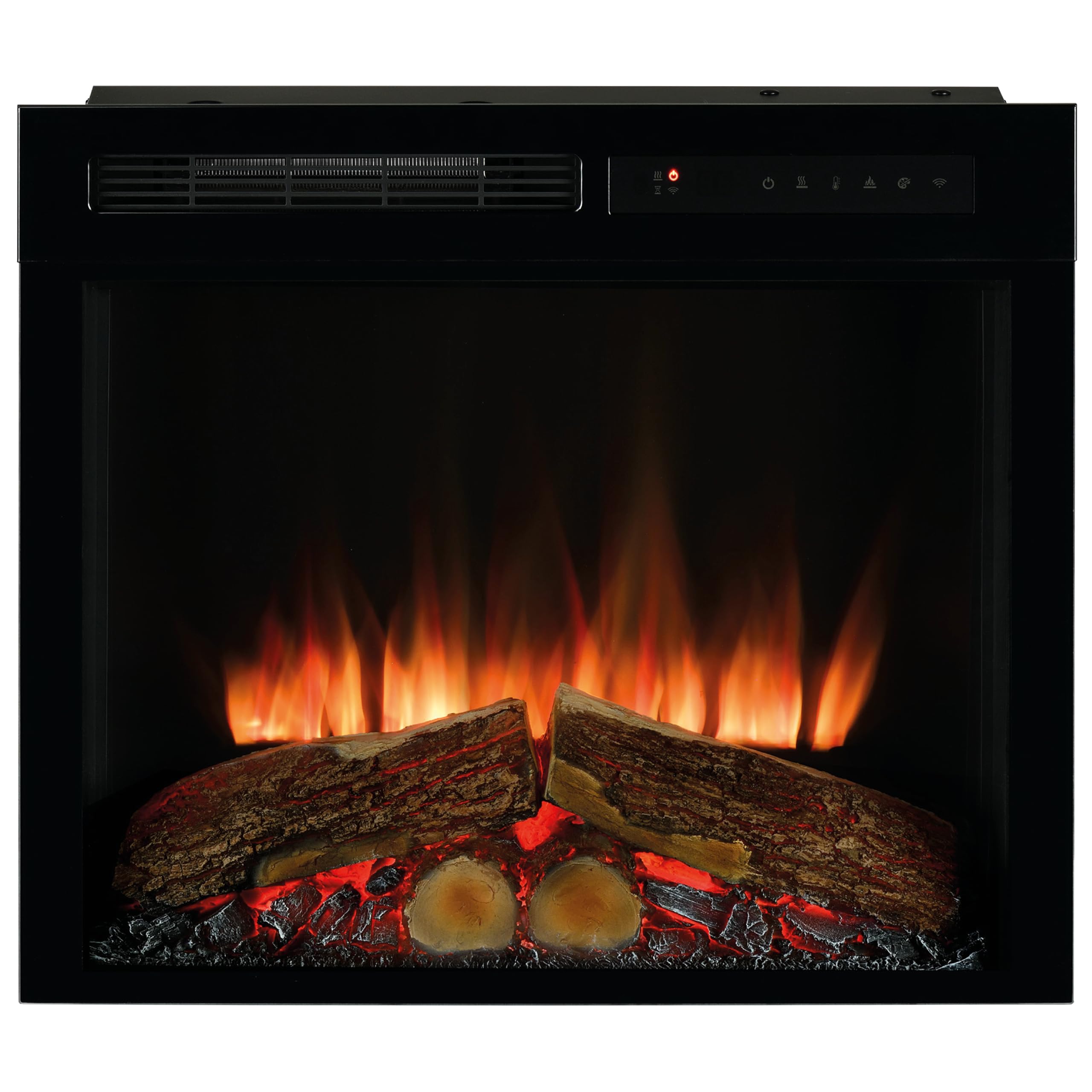 Dimplex Spark 23" Camino Elettrico da Incasso Camino Elettrico da Parete con Termoventilatore 2 kW Effetto Fiamma LED Optiflame, Velocità e Luminosità Regolabili Incluso Timer e Telecomando