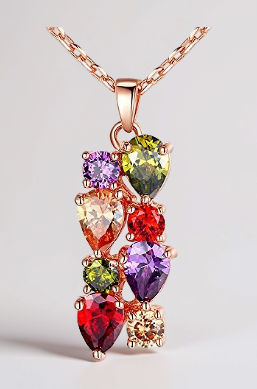 Yellow Chimes Chain Pendant for Women Multicolor Pendant Swiss Cubic Zirconia 18K Rose Gold Plated Pendant for Women and Girls.