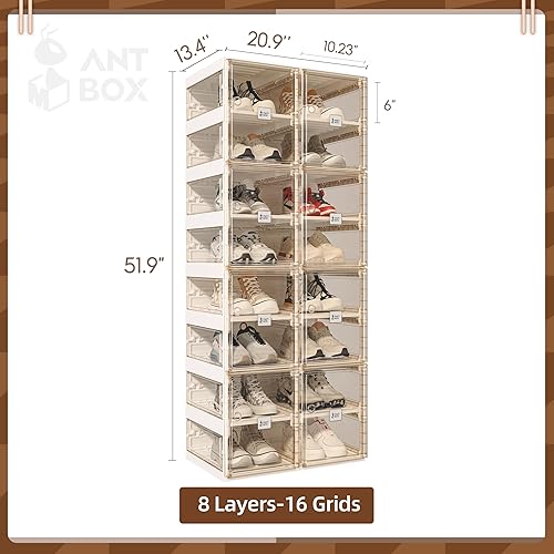 Miniatura 3 de ANTBOX Zapatero plegable, organizador de zapatos para armario, caja de almacenamiento de zapatos de plástico para entrada, sala de estar,