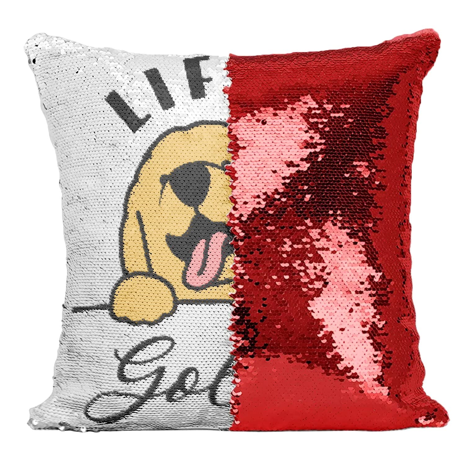 Coussin Chien Golden Retriever paillettes pour masquer les décors ternes