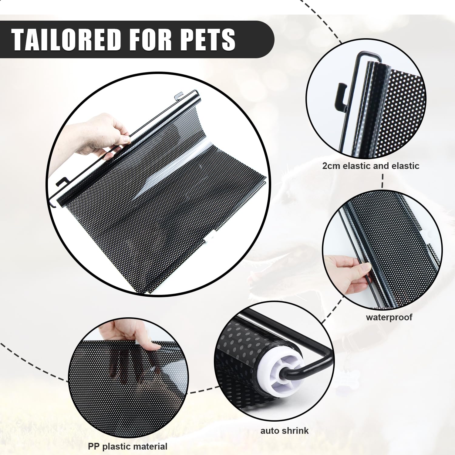 Cancelletto Cani Barriera Cani Cancelletto Scale,Recinto Retrattile per la Sicurezza dei Piccoli Animali Rete anti Infortunio, Altezza 40 CM Lunghezza Retrattile 125 CM, Versione Nera