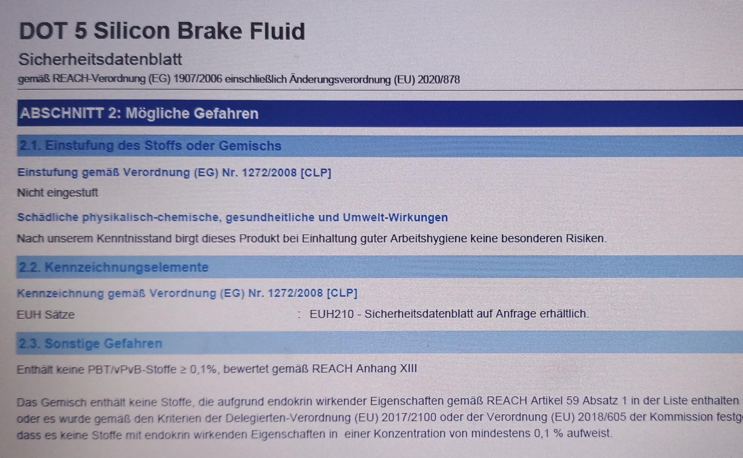 East Germany Oil Silikonbremsflüssigkeit DOT 5 Silicone Break Fluid DOT 5 - Flasche 1 Liter Inhalt-