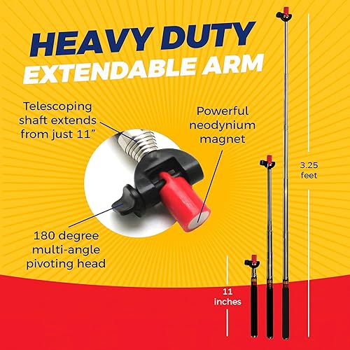 Miniatura 3 de Magnet Pal MagnetStick - Herramienta telescópica magnética de 39 pulgadas, herramientas de recogida de imanes retráctiles, agarrador superior con