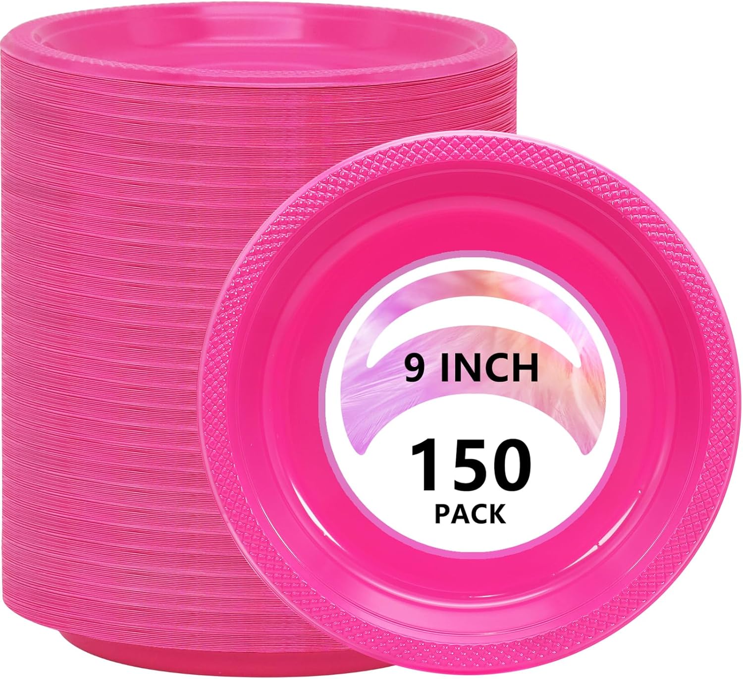 joy akkess 150 Pcs Hot Pink Plastic Plates Disposable 9