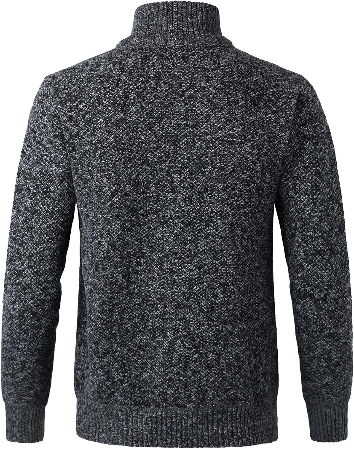 Mens Knitted Cardigan Thick Sweater Stand Collar Zip Autumn Winter Pullover Long Sleeve Fleece Lined Knitwear Jumper
