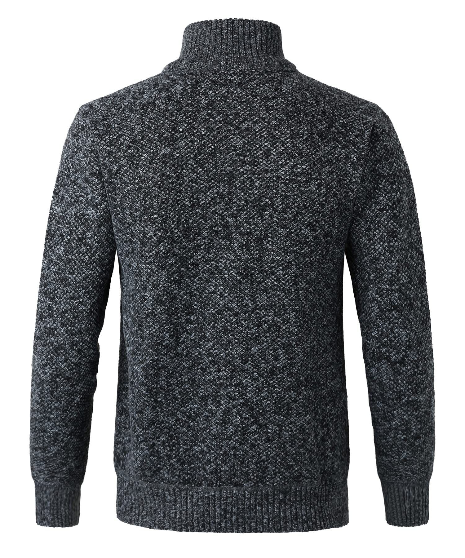 Hommes Cardigan Veste en Maille Grosse Tricoté avec Col Debout Décontractée Ouvrez-Front Zippé Gilet Automne Hiver Chaud Pulls Épais Doublé en Polaire Sweat