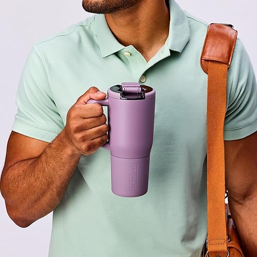 Miniatura 6 de BrüMate Müv  Taza térmica para café, 100% a prueba de fugas, con asa y tapa, de acero inoxidable y doble capa para viajes, de 25 onzas, color lila