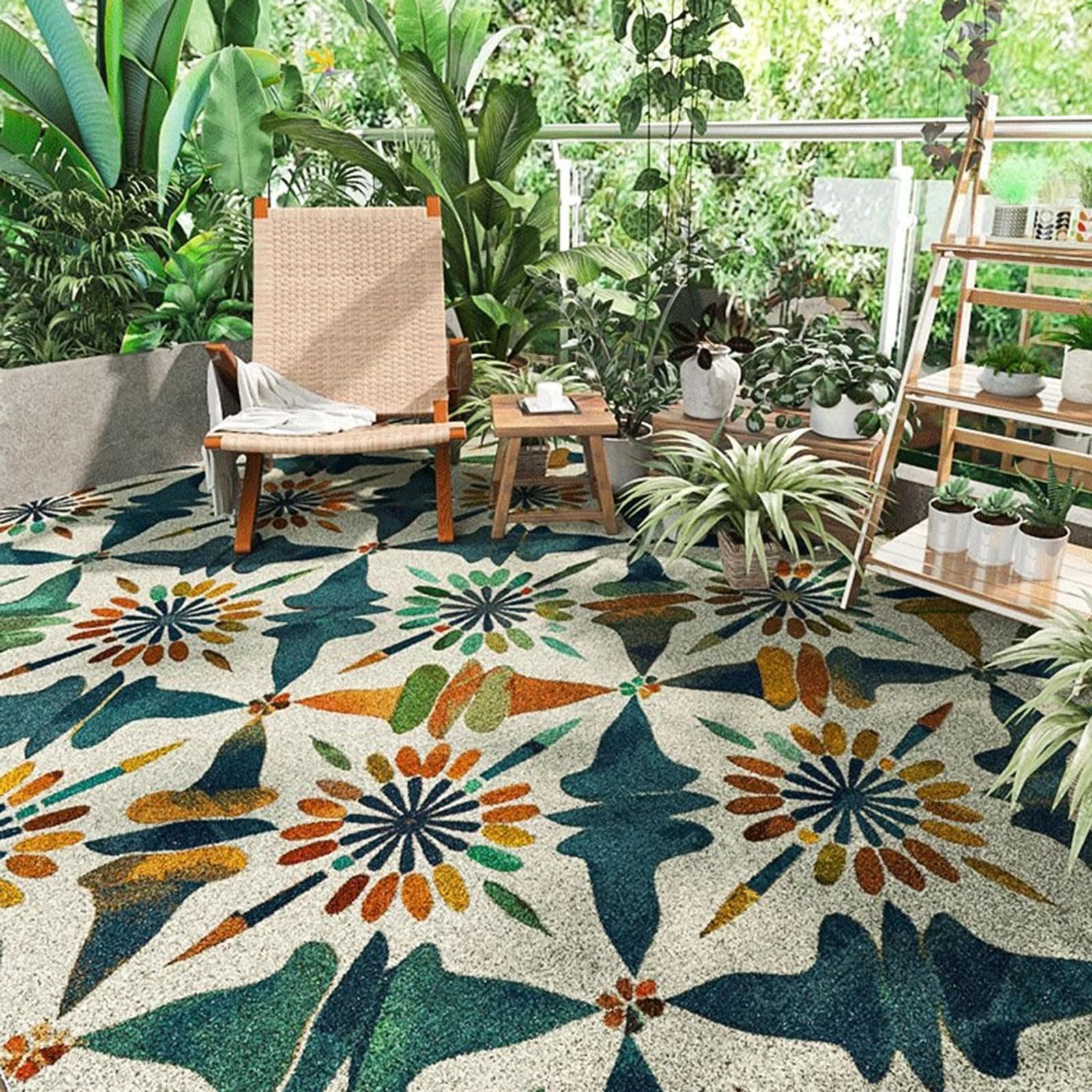 ZTGL Dywaniki zewnętrzne, duże maty na patio, dywany wodoodporne, dywaniki do ogrodu, mata kempingowa na patio, dywan antypoślizgowy do kuchni,L,120x160cm