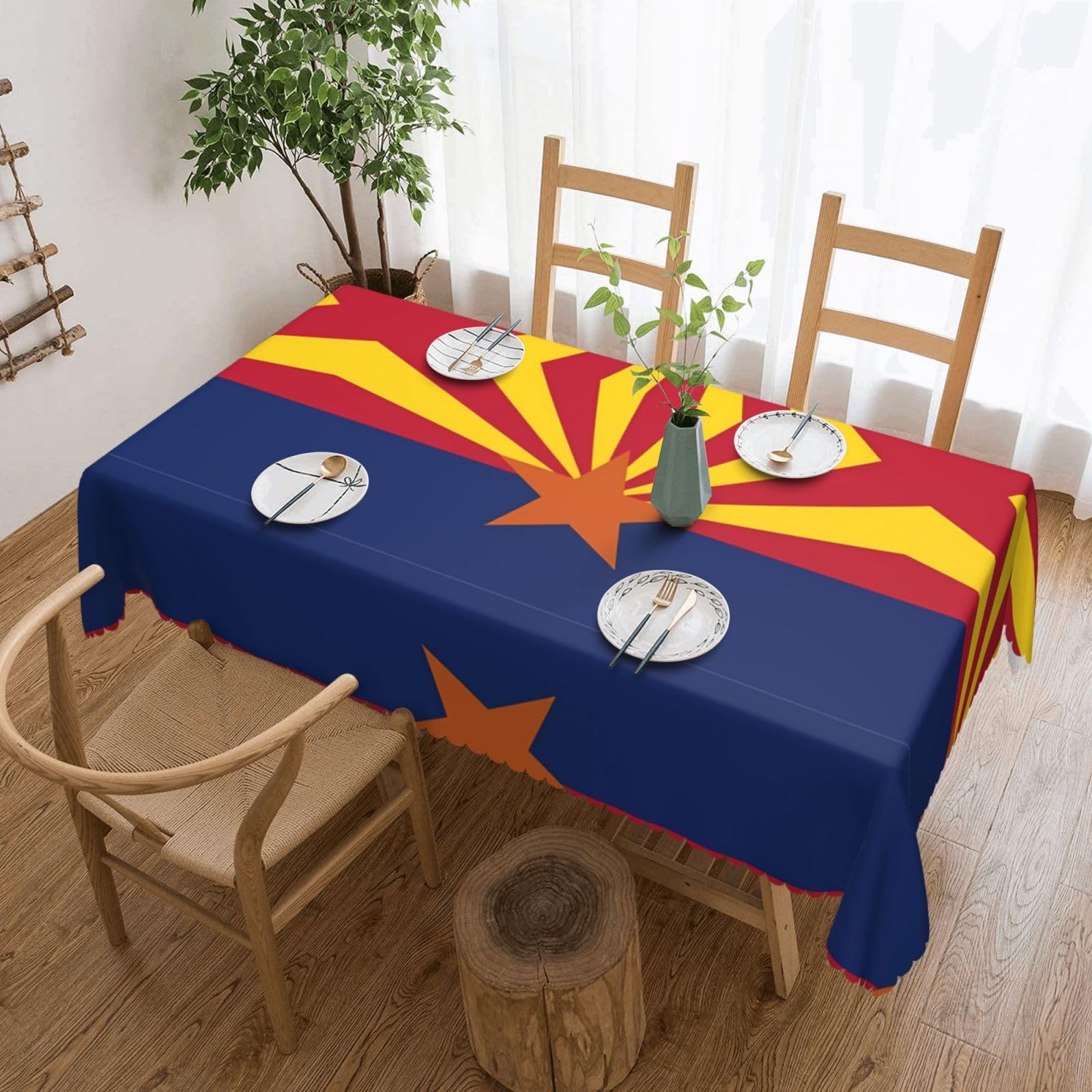 HLSBSSL Arizona Flag Patterned square lace tablecloth, wrinkle-resistant and durable, suitable for dining tables, parties, etc.