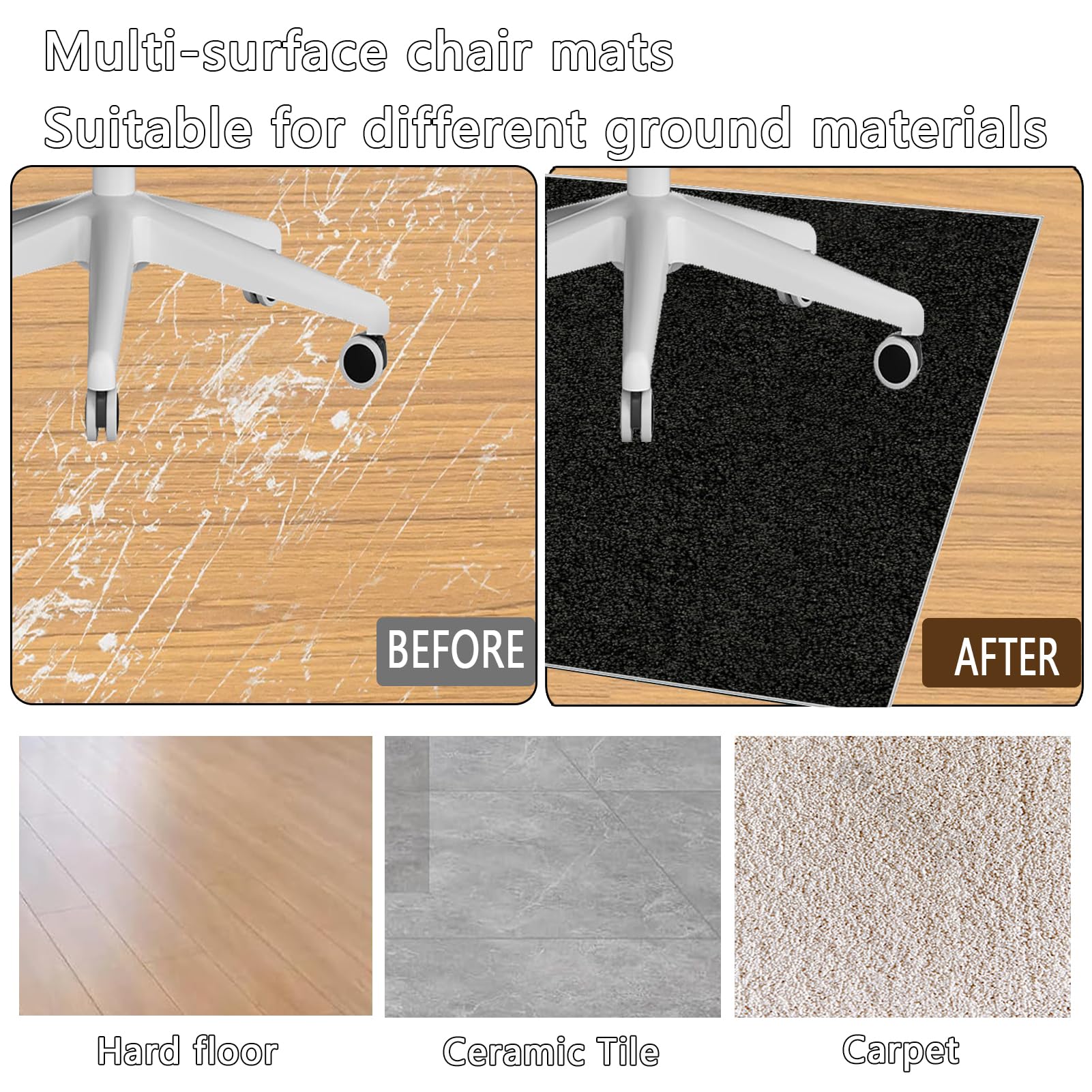 Tapis Protection de Sol Chaise Bureau Tapis Chaise de Bureau Gaming Antidérapant Tapis de Sol pour Chaise Gamer Ordinateur Silencieux Chairmat Tapis Chaise Gaming 150 x 180 cm