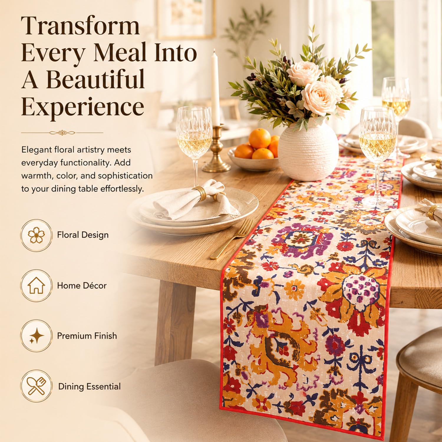 Bilberry Furnishing By Preeti Grover Cotton Paisley Table Runner, 14X72-Inch (Red), X-Small