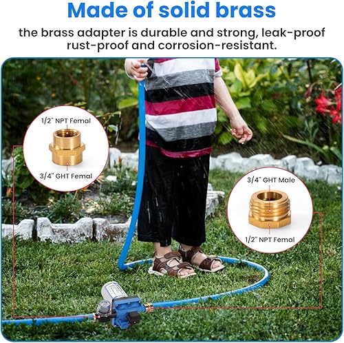 Miniatura 3 de Anbull Bomba de diafragma de presión de agua de 12 V, bomba autocebante de 5.5 GPM70 PSI con adaptadores de manguera de jardín de 34 pulgadas, bomba