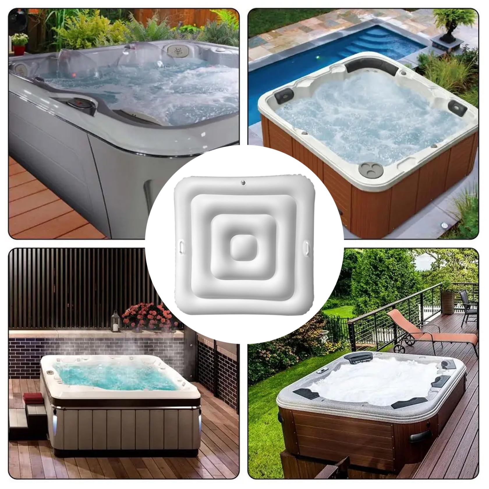 Housse de Spa Gonflable carrée en PVC de 140 cm avec poignée et Valve Rapide et Facile, résistante aux Feuilles, imperméable isolée pour la Protection, carrée