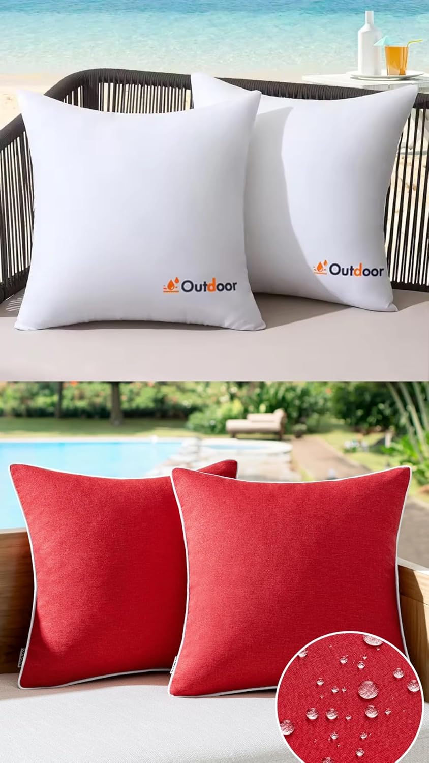 MIULEE Pack of 2 18x18 Inch Outdoor Pillow Inserts Waterproof Decorative Throw Pillow Insert Pack of 2 Outdoor Waterproof Throw Pillow Covers Decorative Farmhouse Linen Pillow Covers