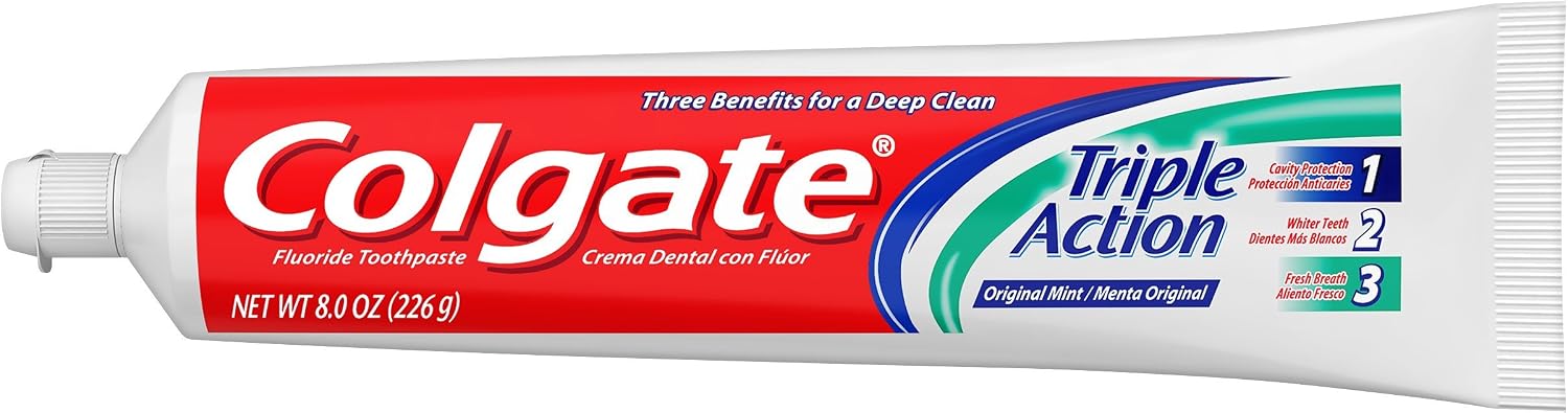 Colgate Triple Action Toothpaste, Mint - 8.0 Ounce (3 Pack)