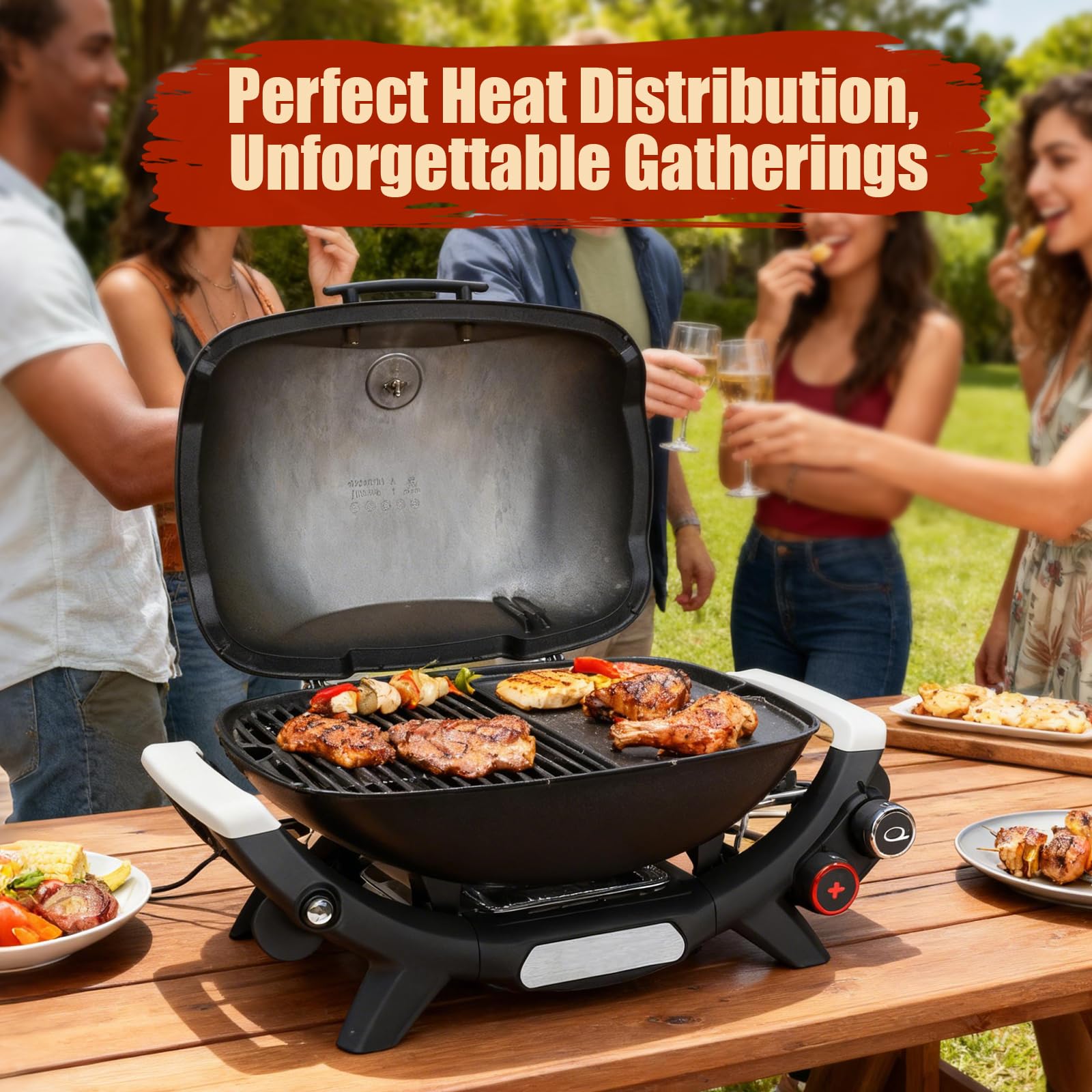 Denmay Gusseisen Grillplatte für Weber Q2000N+, Q2200N+, Q2600N+, Q2800N+ Gasgrill, Gusseisen Grillpfanne Ersatzteile, 40,8 x 28,4cm Griddle Plancha zubehör