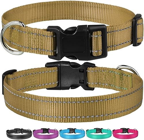 Vista 38 de Collar reflectante con hebilla para perro, ajustable, collares de seguridad de nailon para perros pequeños, medianos y grandes, color naranja