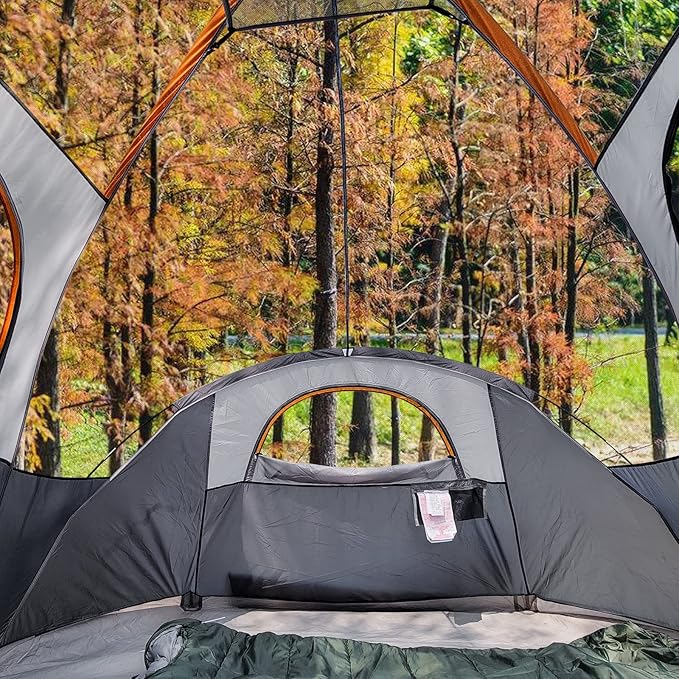Carpa Camping Amazon Basics 8 Personas Domo Naranja/Gris miniatura 6