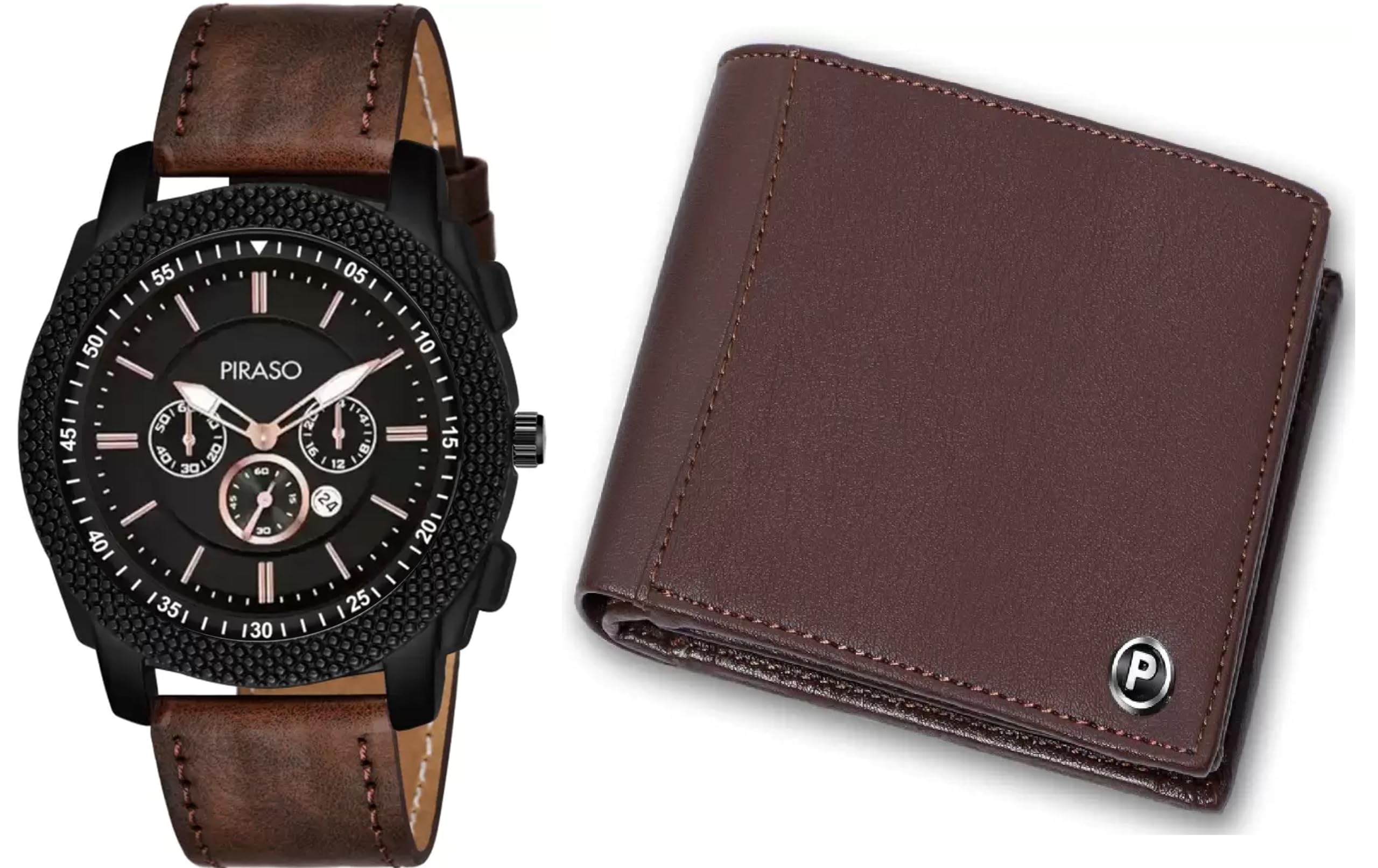 Pack of Two New Look Black Dial Brown Strap Watch and Brown Leather Wallet Men&Boys (B0D2TW3X9Z) Amazon Price History, Amazon Price Tracker