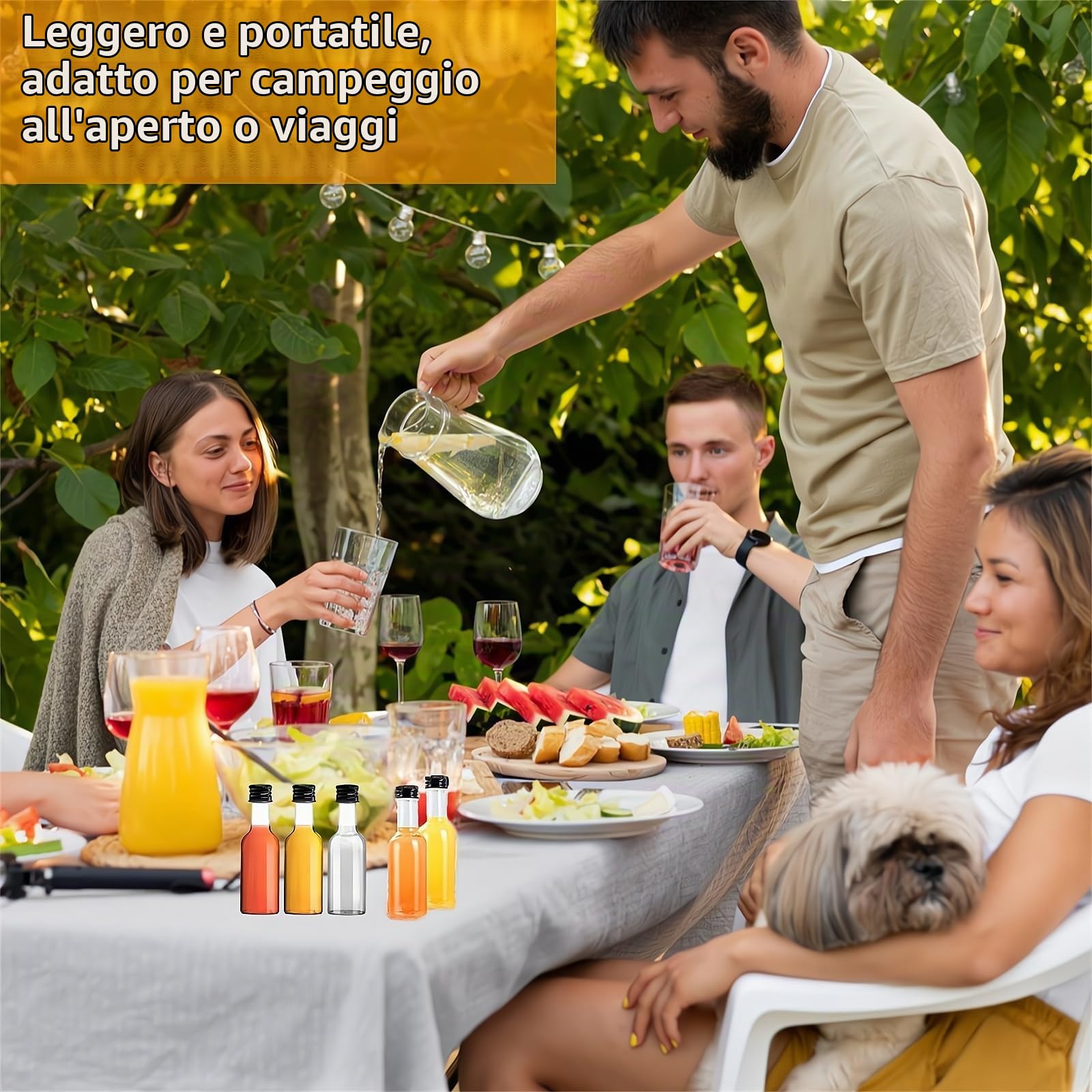 24 Pezzi Mini Bottiglie per Liquore con Tappi a Vite 100ml/3.5oz Riutilizzabile Plastica Bottigliette Trasparenti con Imbuto e Etichetta di carta kraft Mini Bottiglie Alcolici per Ma trimoni
