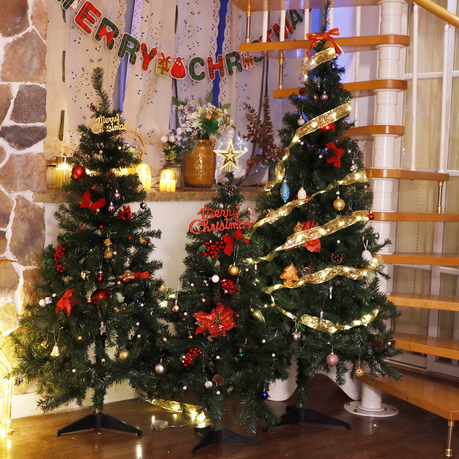 CCLIFE LED Lichterbaum 150cm - Weihnachtsdeko Birkenbaum 180LED Warmweiß