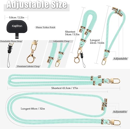 Miniatura 3 de Cordón universal para teléfono con correa para la muñeca, cordón ajustable para teléfono celular, correa para el cuello y correa para la muñeca con