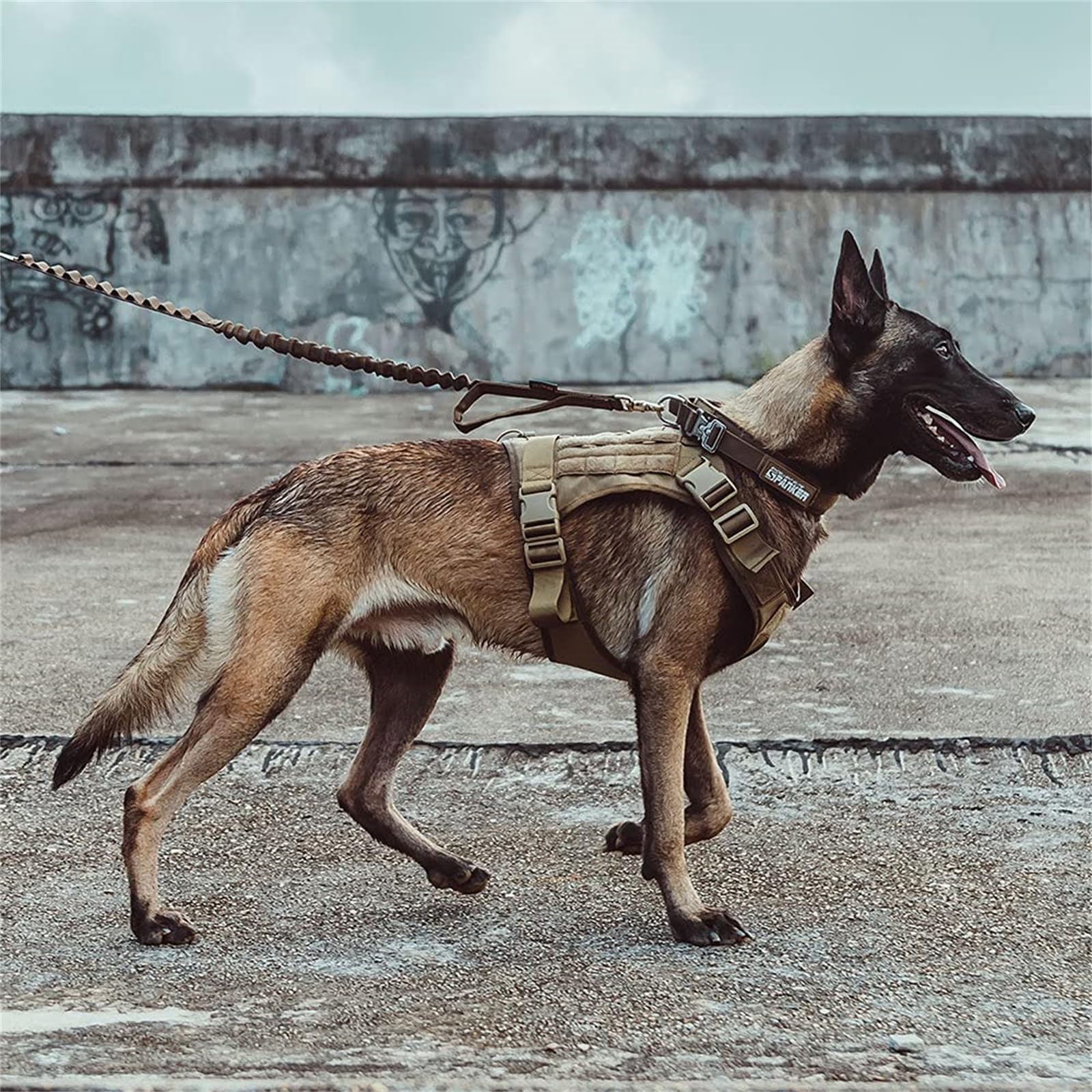 EXCELLENT ELITE SPANKER Arnés táctico militar sin tirones para perros | Arnés ajustable de nailon con asa para perros medianos y grandes, hebilla de liberación rápida, fácil de llevar