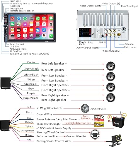 Miniatura 8 de Estéreo de coche de doble DIN, radio de coche de 7 pulgadas con pantalla táctil HD Bluetooth estéreo para automóvil, llamadas manos libres