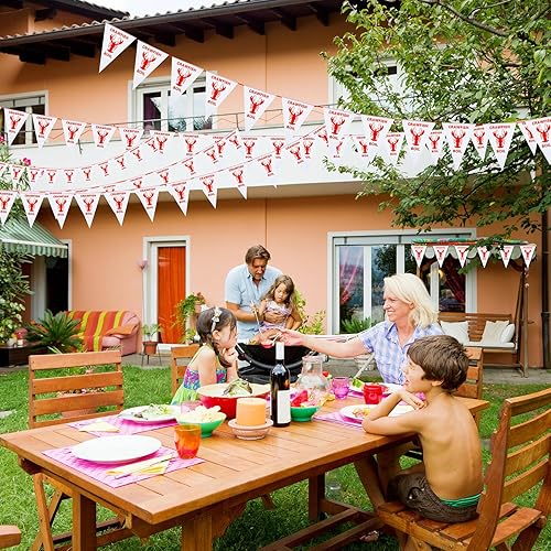 Miniatura 5 de Chuangdi Banderín de cangrejo de río de 69 pies para decoración de fiesta, banderines de langosta roja para cumpleaños, langosta, Mardi Gras,