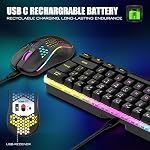 Combo clavier et souris de jeu sans fil RedThunder 60% avec batterie rechargeable, clavier mécanique ultra-compact à sensation mécanique RGB, souris optique légère ergonomique en nid d'abeille pour le jeu/les affaires