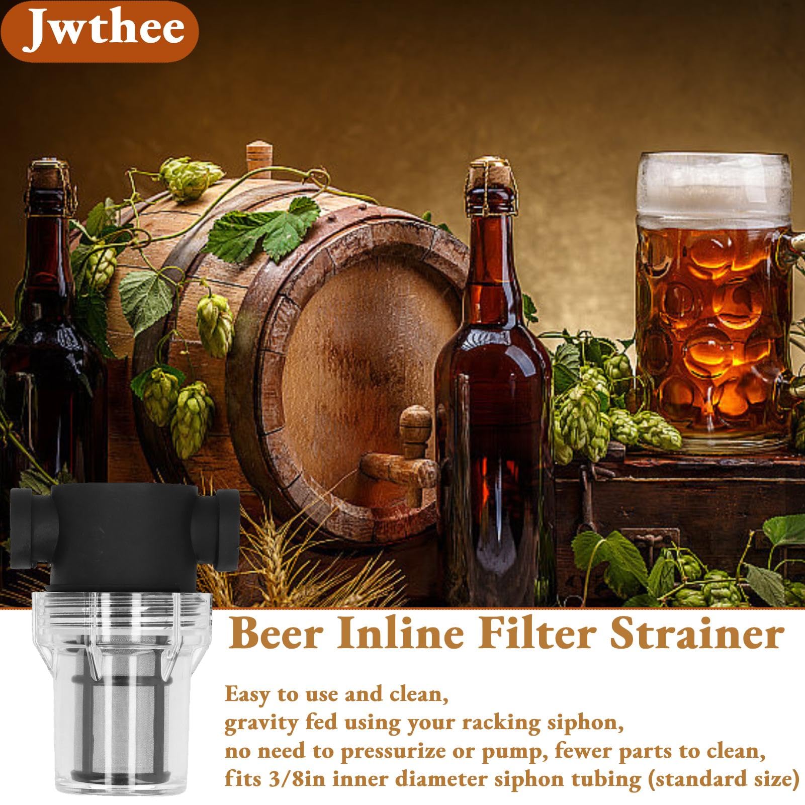 Wine Filters for Sediment, In Line Water Line Filter Wine Transfer Pump Beer Filter Inline Water Filter for Home Brewing 150 Micron 80 Mesh Water and Beer Filtering