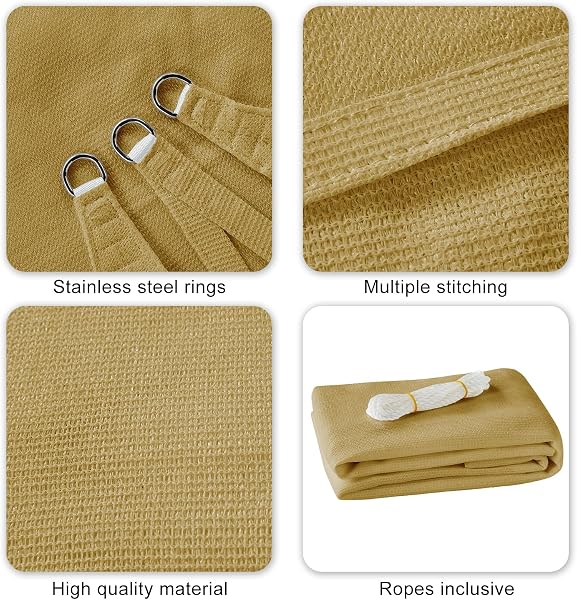 HAIKUS Voile d'ombrage Rectangulaire 4x5 m, Toile Ombrage HDPE Respirant (185g/㎡), Filet dombrage Rectangle 5x4 m avec Protection UV pour Patio Jardin Terrasse Extérieur, Sable - 5