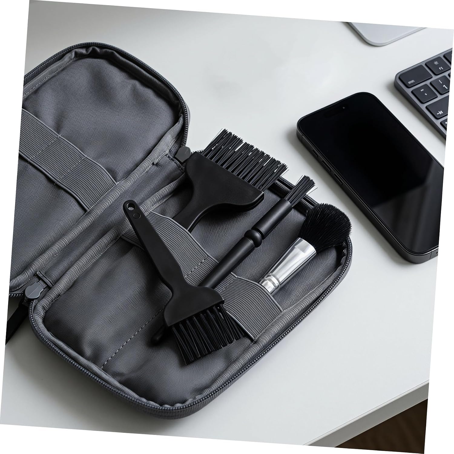 9pcs Portable Anti Static Electronic Repair Brush Set with Comfortable Grip for Circuit Boards and Electronics Plastic and Alloy Material