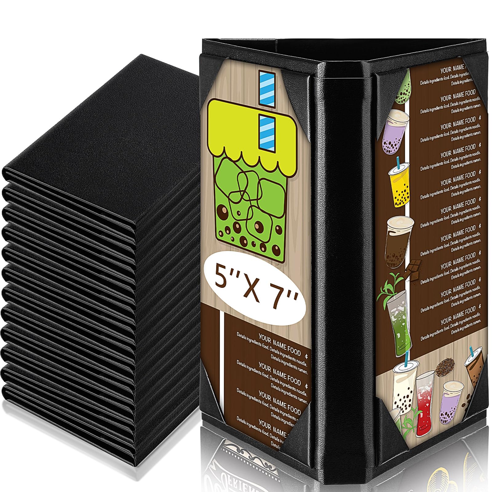 12 Pcs 5 x 7 Inch Triangle Menu Holders for Restaurant 3 Side Leatherette Table Tent Frame Menu Sign Cover Bulk for Restaurant Coffee Cafe Bar Wedding Drink Dessert