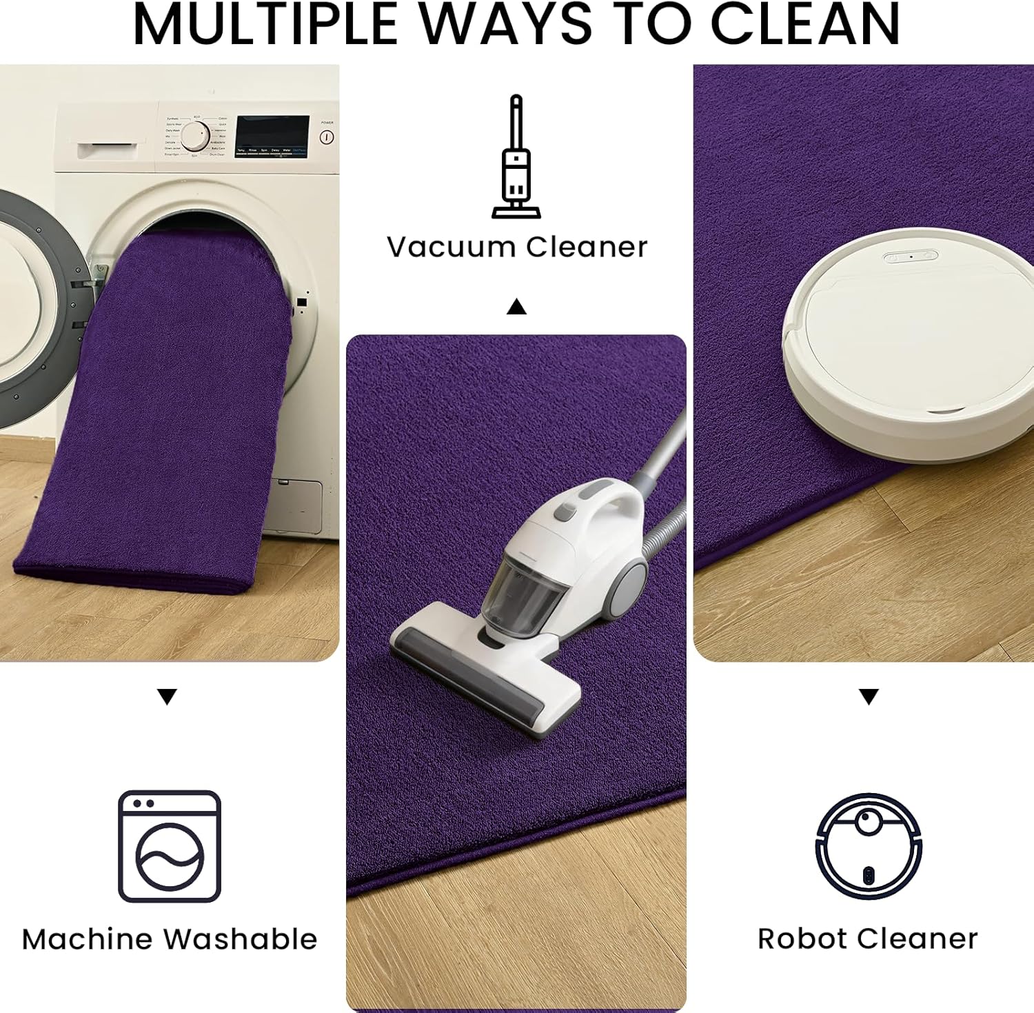 ISEAU 5x7 Rug for Living Room, Soft Memory Foam Carpet with Upgraded Non-Slip Silicone-Grip Bottom, Fluffy Shaggy Machine Washable Rugs for Living Room Kids Boys Girls Dorm Nursery Playroom, Purple