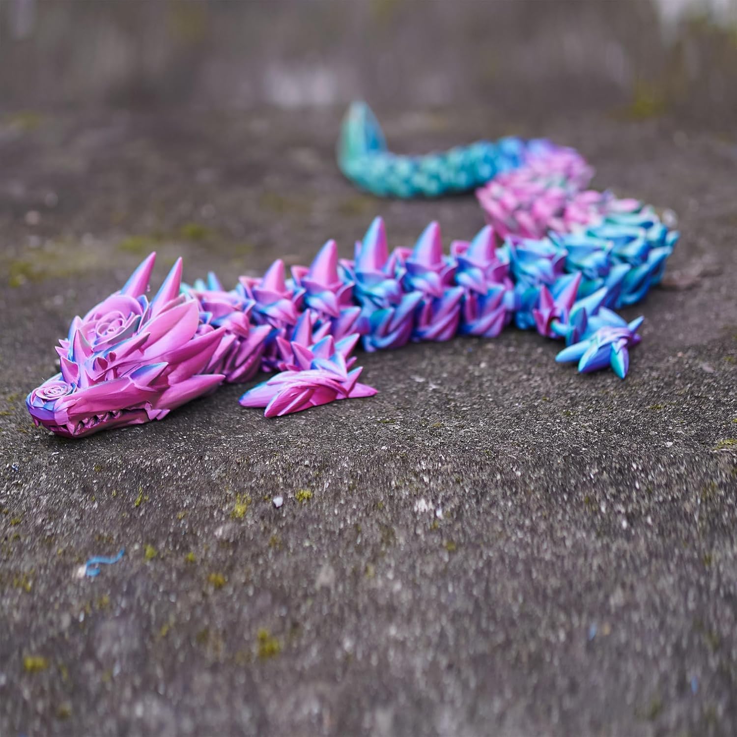 47.4inch Super Large 3D Printed Rose Dragon Model,Flexible Realistic Articulated Animal Fidget Toys,Mystery Figurines Gifts for Easter,Executive Desk Funny Décor and Festival Collectible (colorfu)