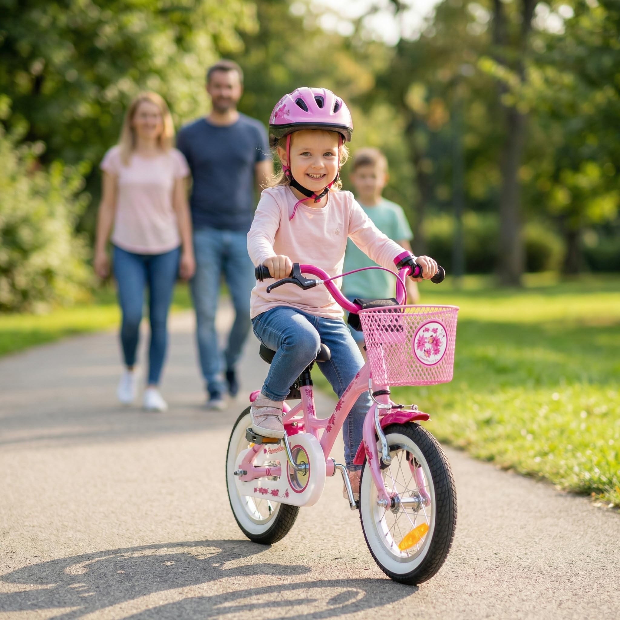 PROMETHEUS BICYCLES Kinderfahrrad ab 3 Jahren - Mädchenfahrrad 12 Zoll Kinder Fahrrad Mädchen Fahrrad Kinder mit Stützräder Rücktrittbremse in Rosa