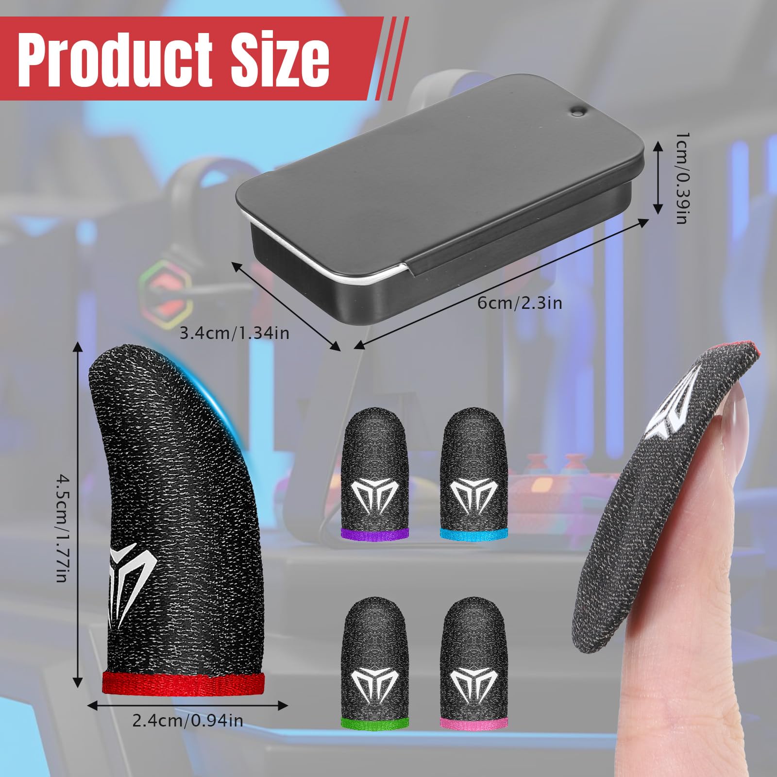 Qianyu Lot de 10 manchons de doigt de jeu mobiles avec étui, fibres argentées pour écran tactile pouce manchon de pouce soyeux anti-transpiration respirant protège-doigts gants adaptés à tous les jeux