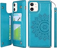 Vista 17 de iCoverCase Funda compatible con iPhone 11 con tarjetero para mujer, bloqueo RFID en relieve, piel sintética con correa de muñeca de 6.1 pulgadas