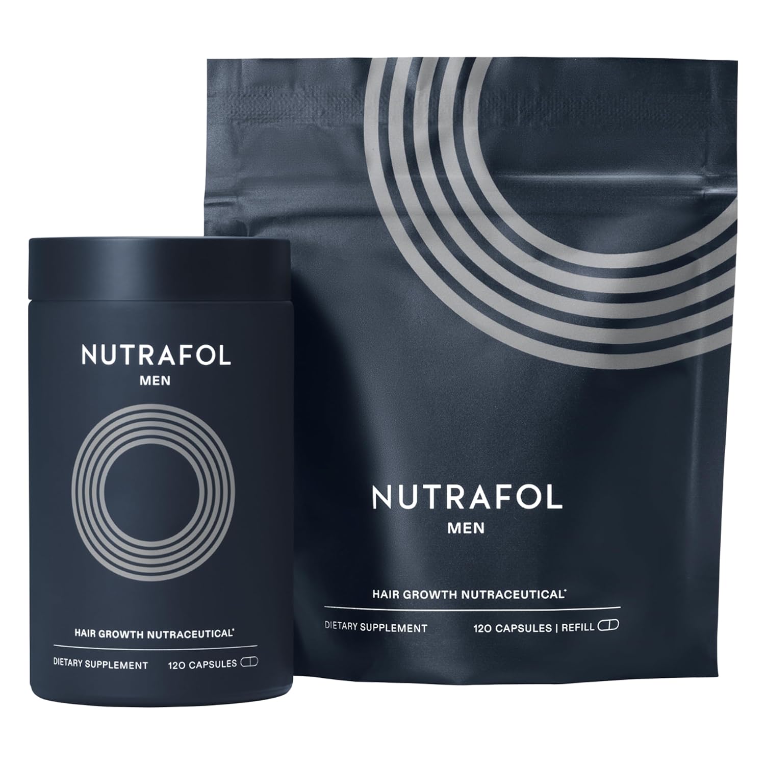 Nutrafol Men's Hair Growth Supplements, Clinically Tested for Visibly Thicker Hair and Scalp Coverage, Dermatologist Recommended - 2 Month Supply, Pack of 2