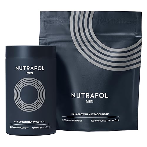 Nutrafol Suplementos para el Crecimiento del Cabello Masculino, Clínicamente Probados para Cabello Visiblemente Más Grueso y Cobertura del Cuero