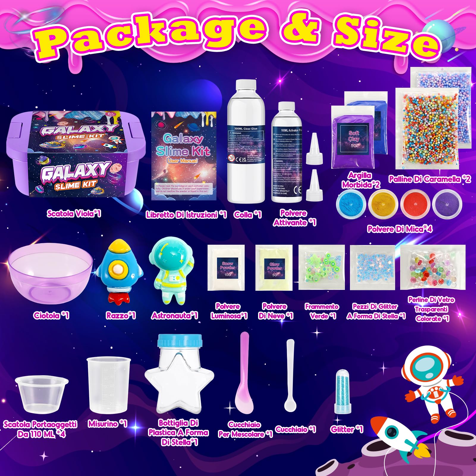 Hapikids Slime per Bambini, Regalo Bambina Bambino 6 7 8 9 10 11 Anni Galaxy Slime Fluffy Giochi Bambina 6-12 Anni Femmina Slime Kit Lavoretti Creativi Per Bambini Giocattoli Bambina Gioco Bimba Bimbo