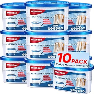 10 Pack Moisture Absorbers, 10.6 OZ Humidity Absorber Bucket, Moisture Absorbers for Closet, Dehumidifier Bucket for Wardrobes、 Kitchens and Bathrooms, Fragrance Free Humidity Absorber