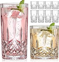 Qipecedm 8-Piece Crystal Drinking Glasses Set: 4x 11oz Highballs & 4x 11oz Rocks Glasses for Whiskey, Cocktails, Juice