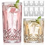 Qipecedm Drinking Glasses, 8 Piece Crystal Glass Cups, Mixed Glassware Set, 4 pcs Crystal Old Fashioned 11oz Highballs and 4 pcs 11oz Whiskey Glasses, Great for Cocktail, Whisky and other Beverages